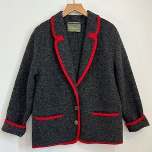 Sigi Scheiber L Pure Wool Coat Women Black Trachten Loden Tyrol Jacket Austrian